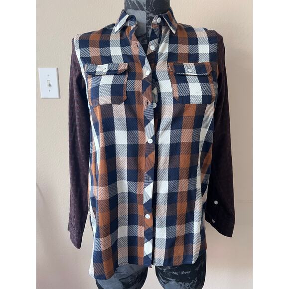 MWT ODDY Western Plaid Button Down Long Sleeve Size Small Lumberjack Country - Picture 1 of 7